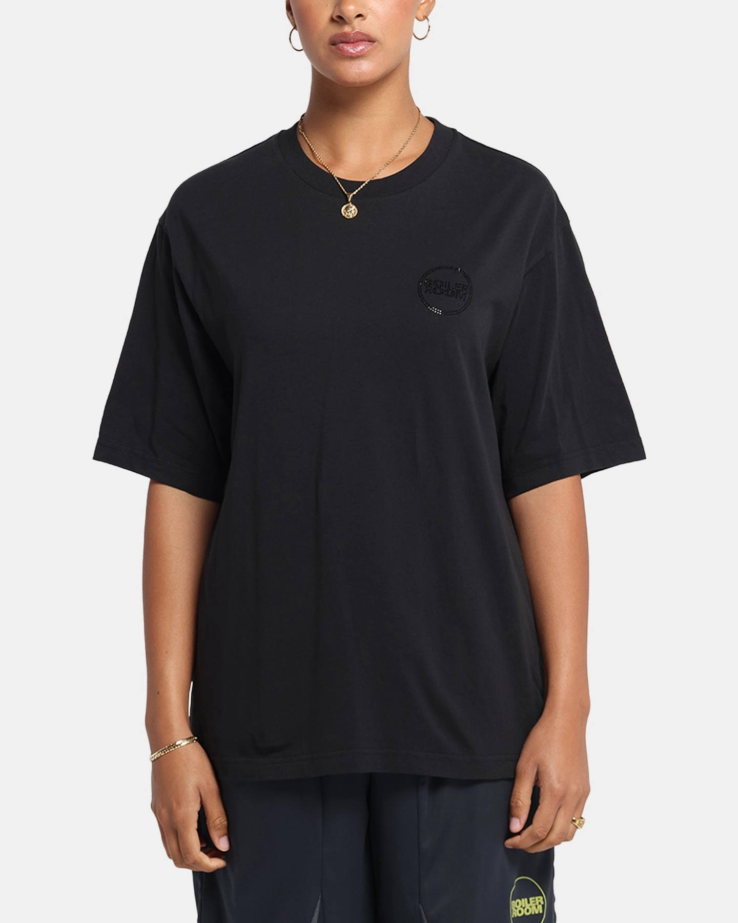 Minimalist fashion Boiler Room Rhiinestone T-Shirt Black