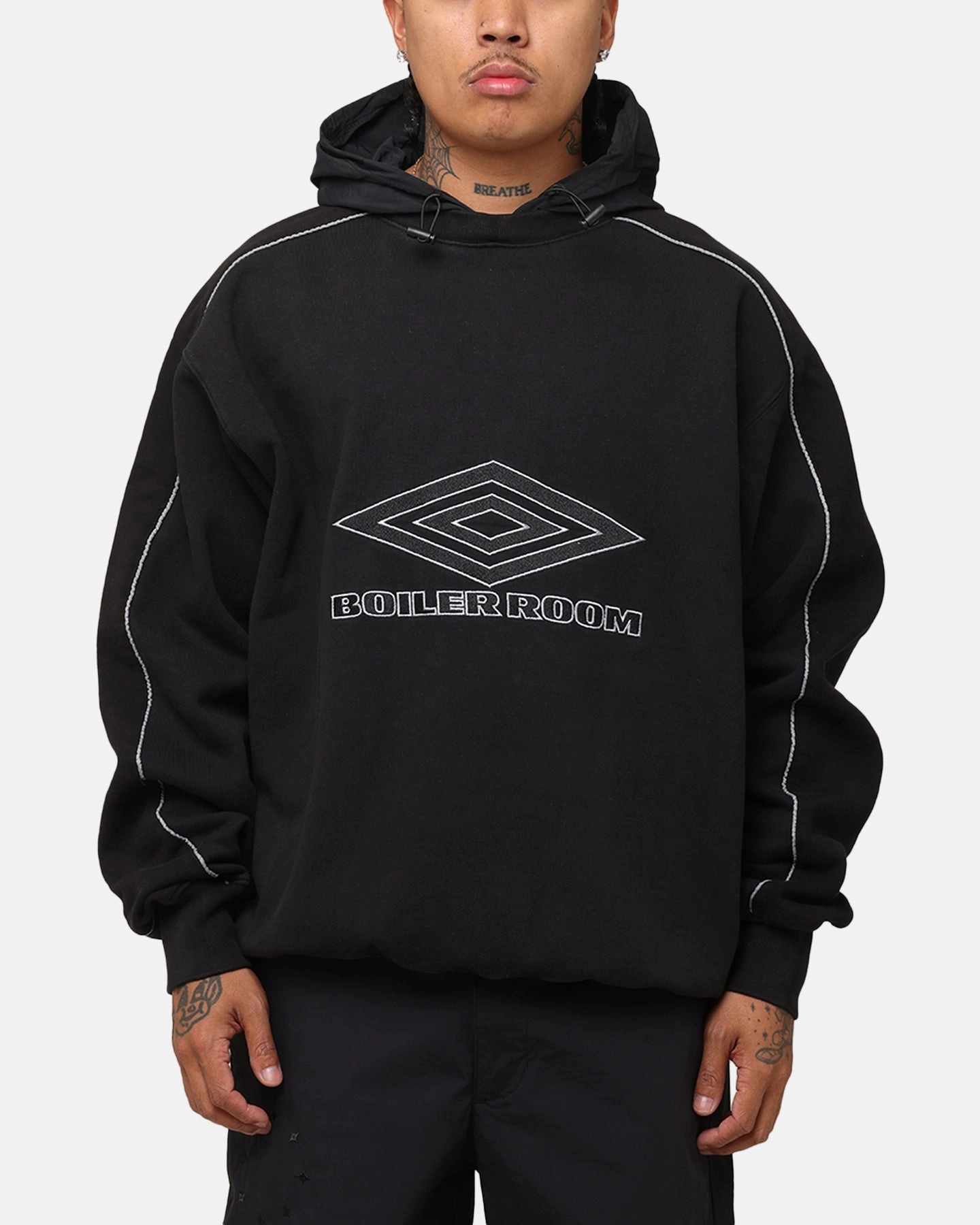 Urban Cool Oversized Fit Boiler Room X Umbro Hoodie Black