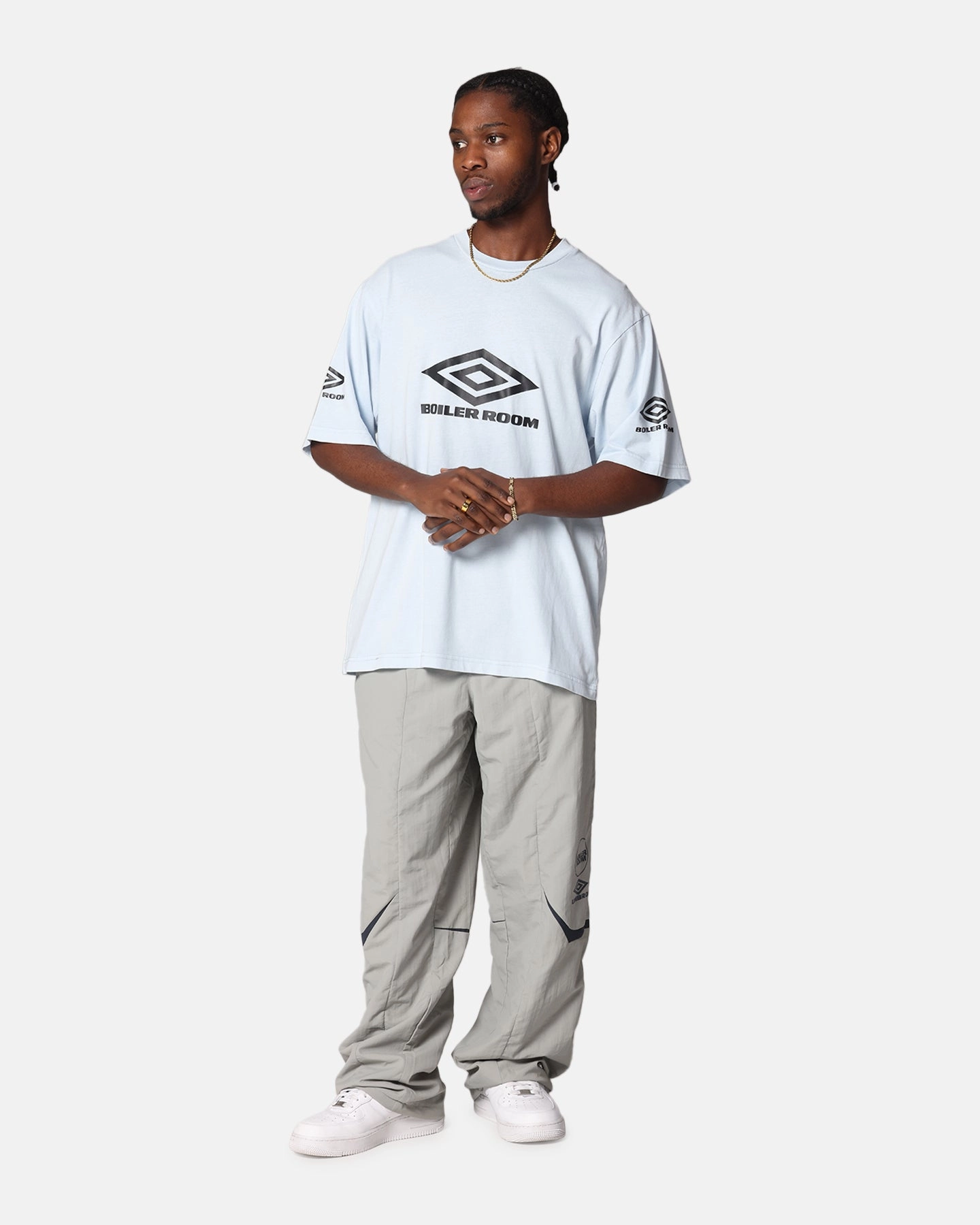 Boiler Room X Umbro Washed T-Shirt Blue petite size