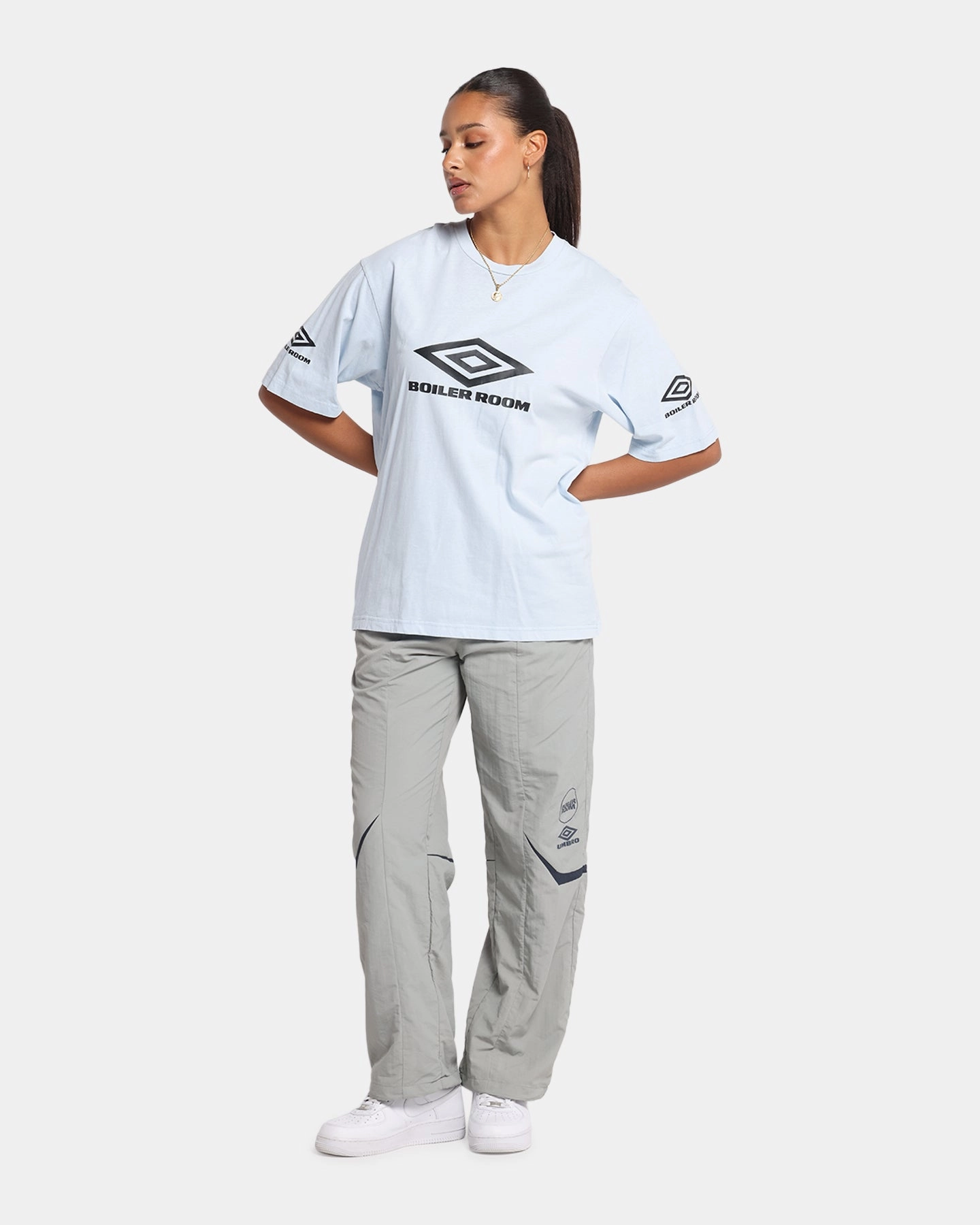 Stretchable Teenager coolness Boiler Room X Umbro Washed T-Shirt Blue