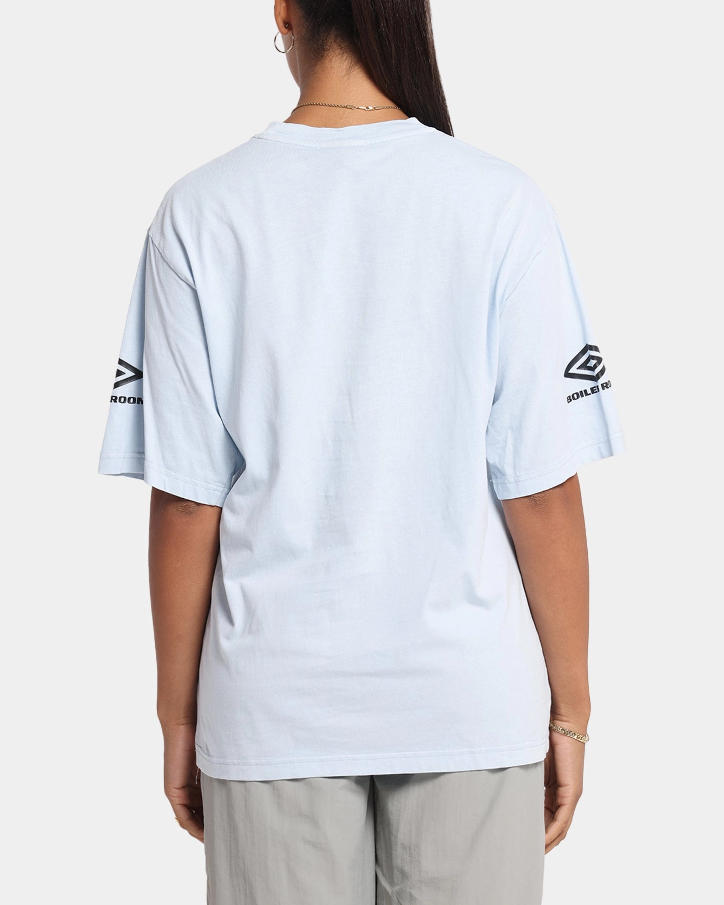 Boiler Room X Umbro Washed T-Shirt Blue Trendy Top Flattering Design