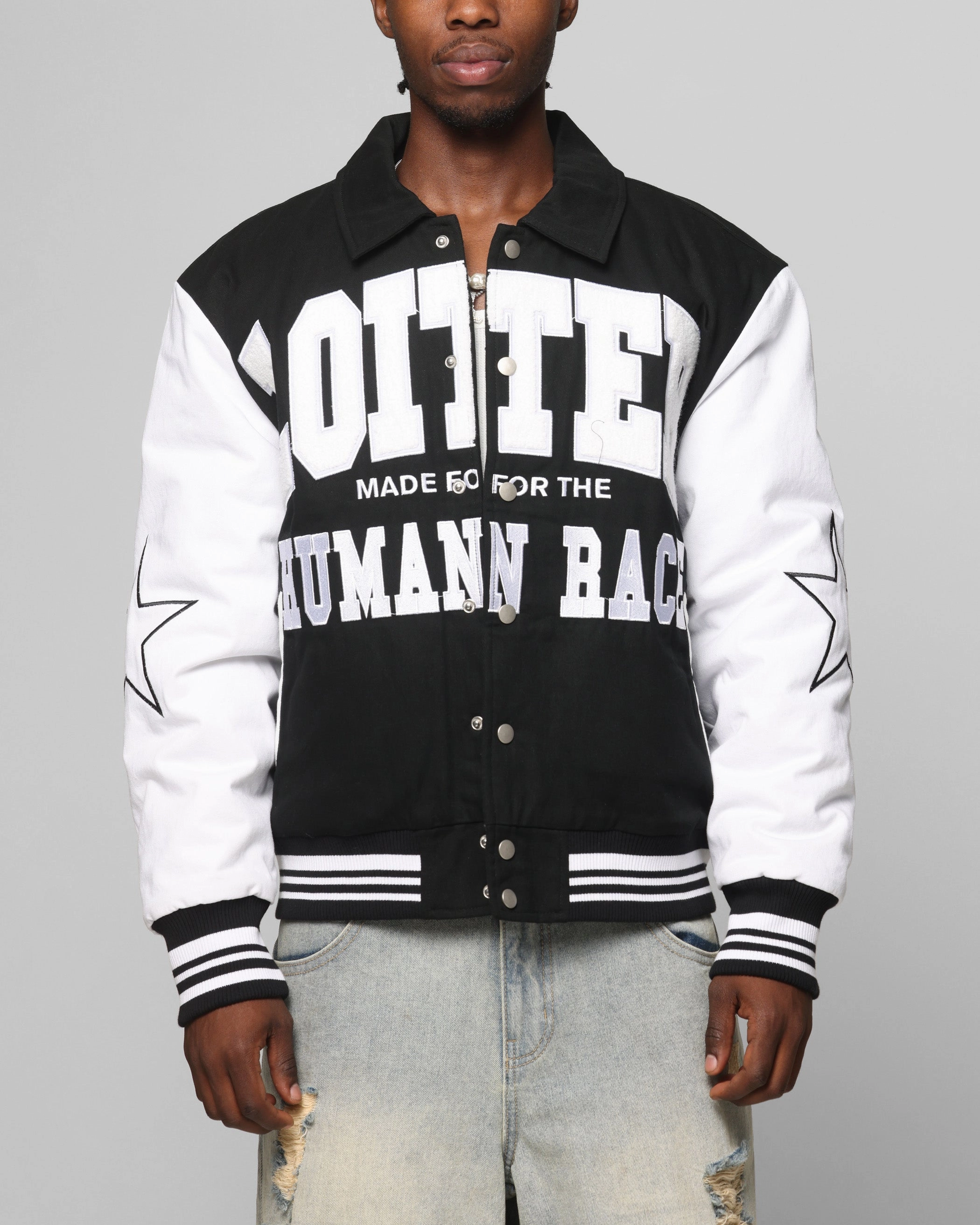 Period Loiter Vice City Varsity Jacket Black/White
