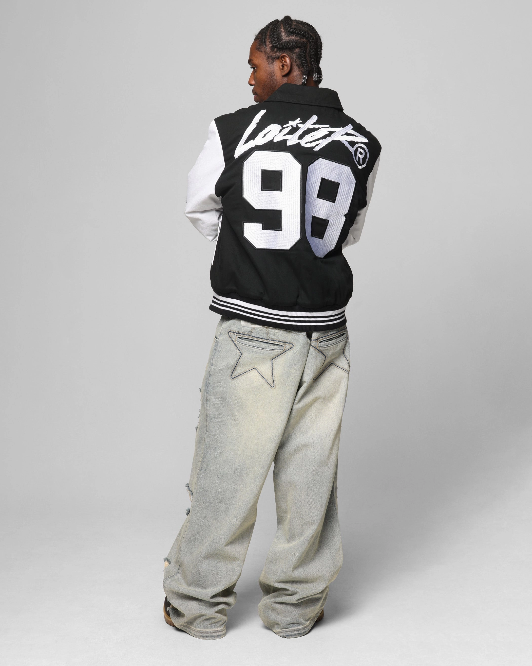 humid Loiter Vice City Varsity Jacket Black/White