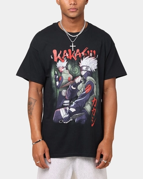 Active Style Light Breeze Goat Crew X Naruto Kakashi Vintage T-Shirt Black