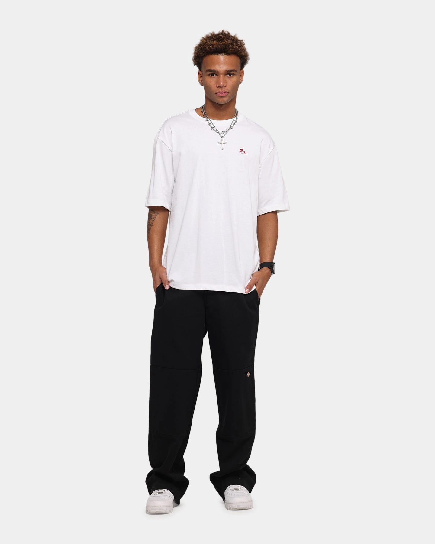 Active Wear Silk combination Jordan Brand Sneaker Patch Crewneck T-Shirt White/Varsity Red