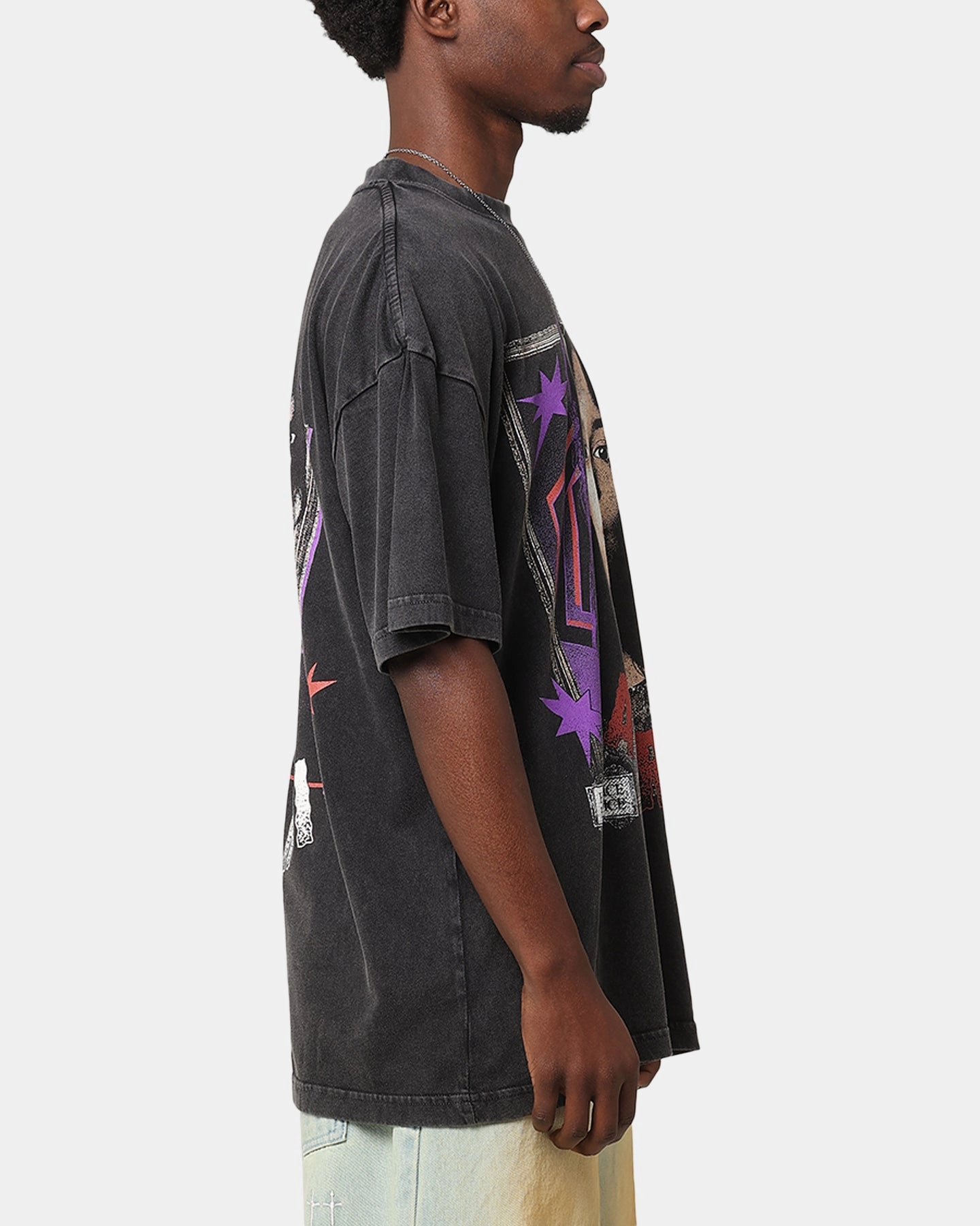 Goat Crew X Beetlejuice Astrid Vintage T-Shirt Black Acidwash High Density Cotton