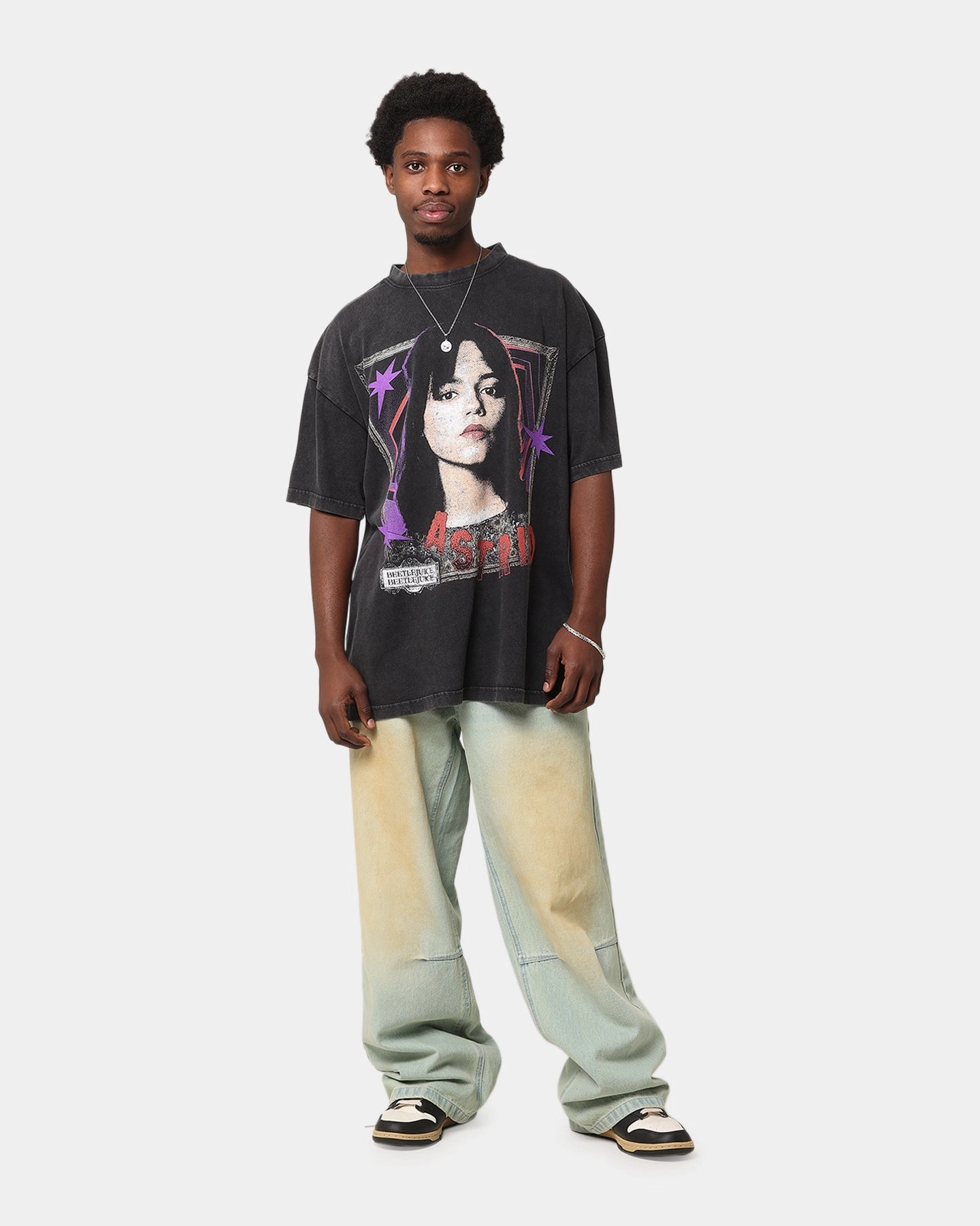 OekoTexCertified Goat Crew X Beetlejuice Astrid Vintage T-Shirt Black Acidwash