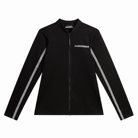 Regular Fit Cut Moisture Management Fabric J.Lindeberg Wildcat Full Zip Mid Layer Golf Jacket Black - FW23 Women