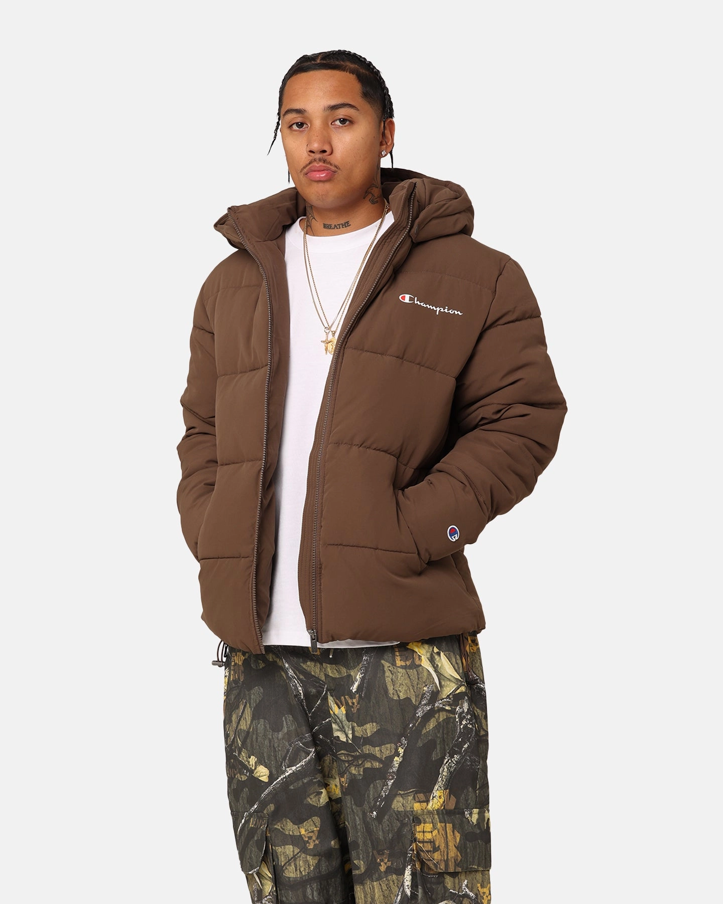 Slim Profile Legacy Champion Rochester Puffer Jacket Espresso Martini