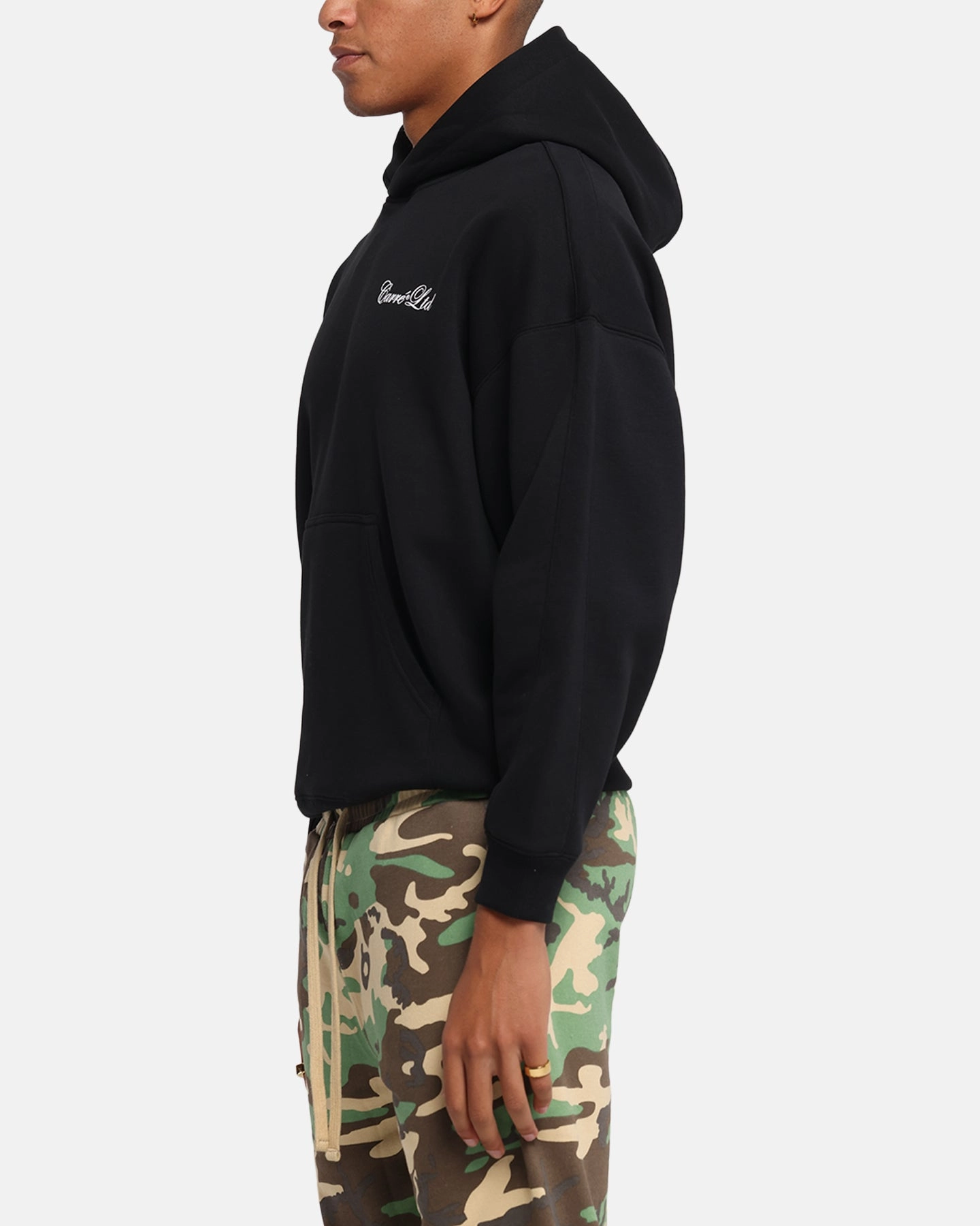 Shock - Resistant Carre Rosebud Oversized Hoodie Black