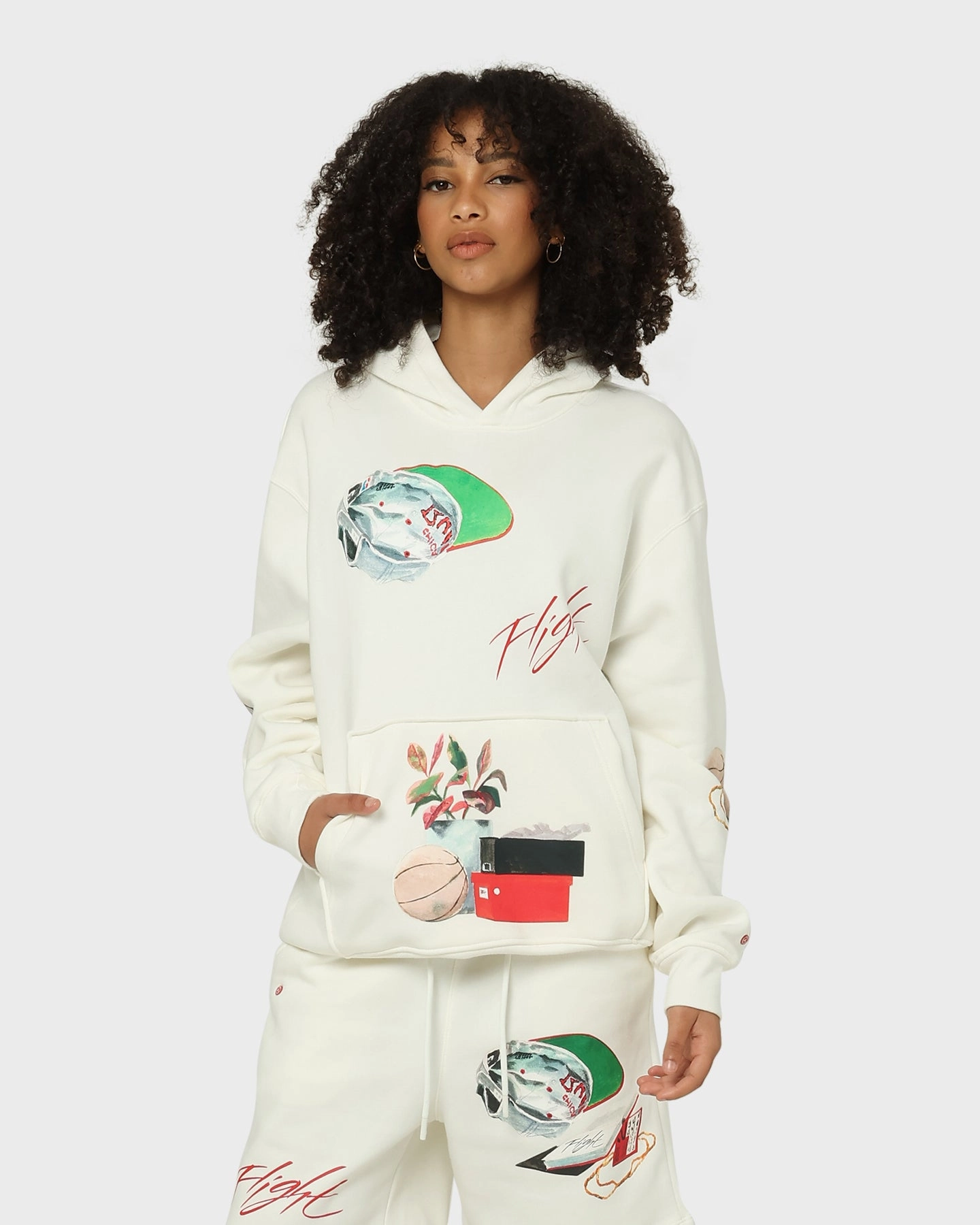 Jordan Flight Artist Series Fleece Pullover Jacket Sail/Black/University Red Casual Edge Promise