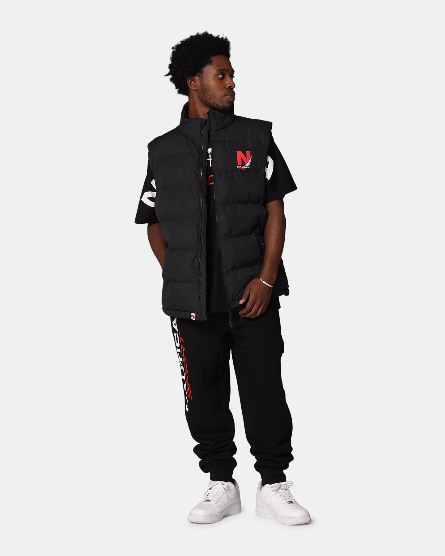 Multi Pocket Style Music Nautica Sitka Padded Gilet Vest Black