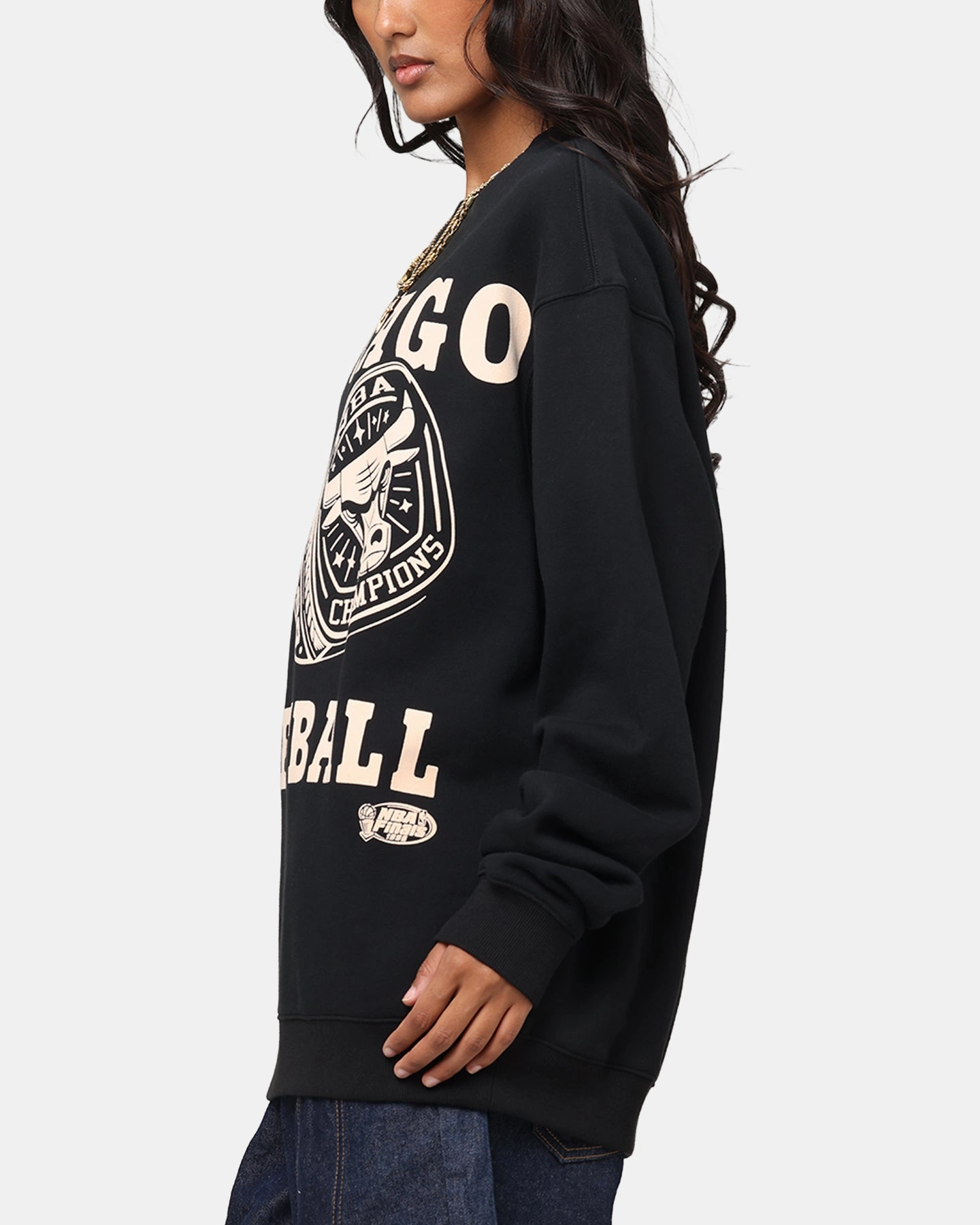 Mitchell & Ness Chicago Bulls Rings Crewneck Black Easy Fit Piece Seamless construction