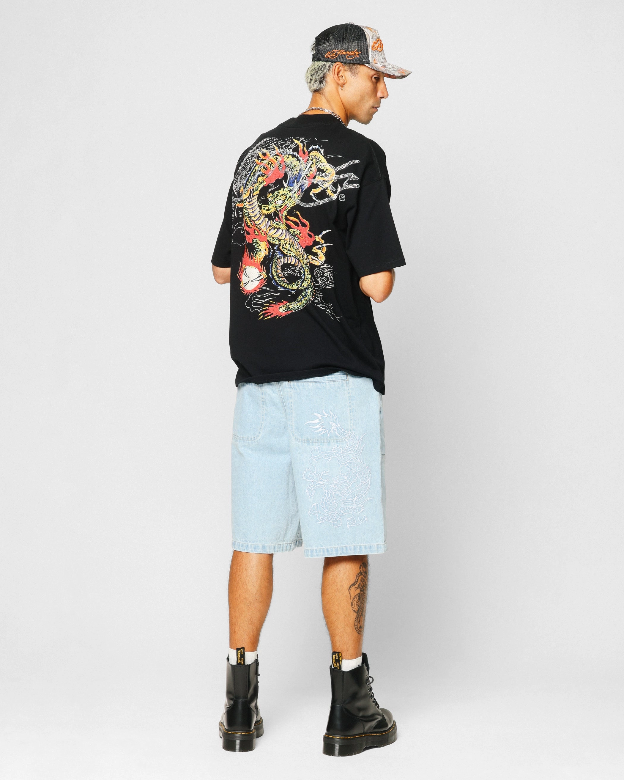 Everyday Comfort Ed Hardy Rhinestone Dragon Vintage T-Shirt Vintage Wash