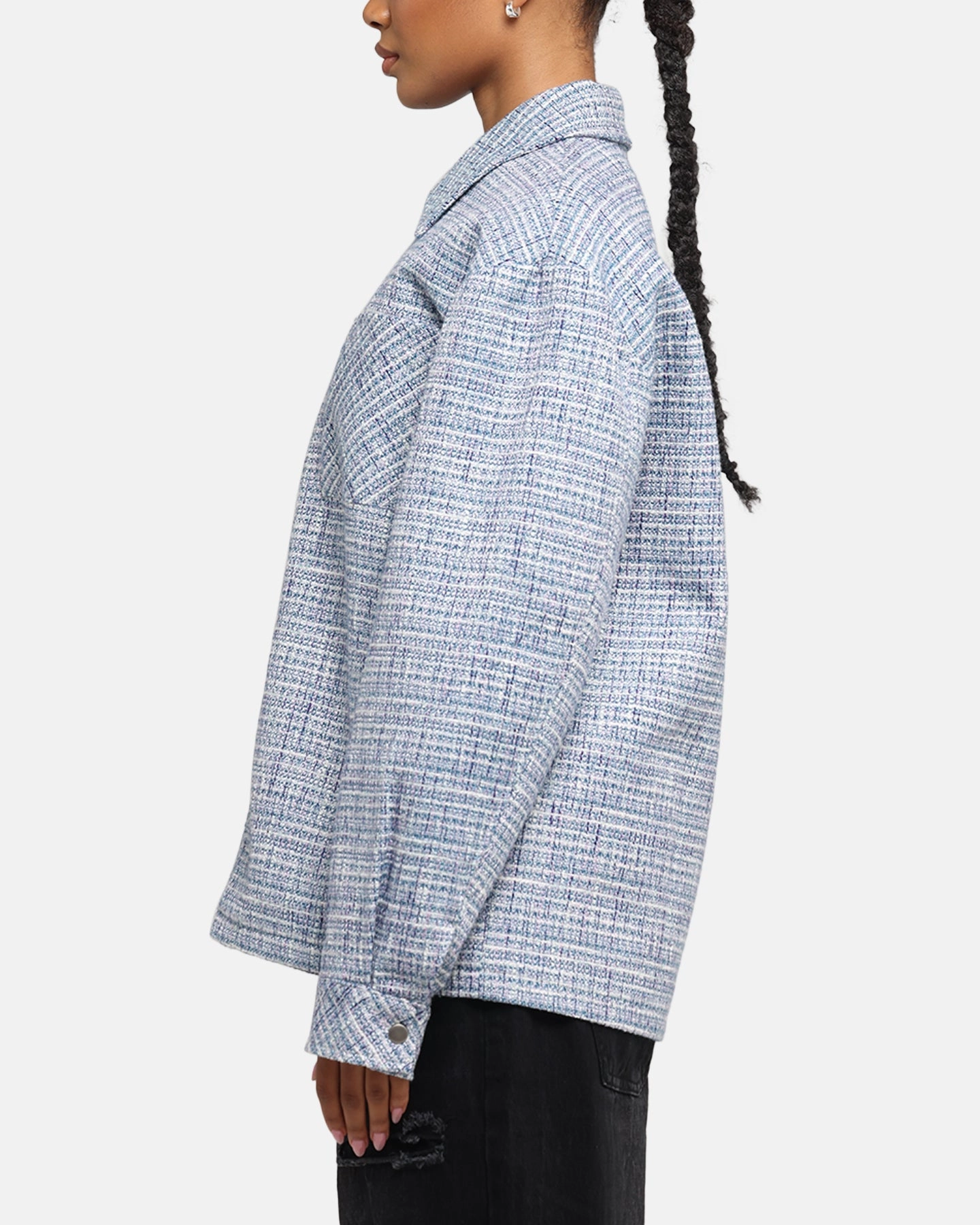 XXIII Boucle Tweed Zip Jacket Teal/Blue/Purple Weather Fit