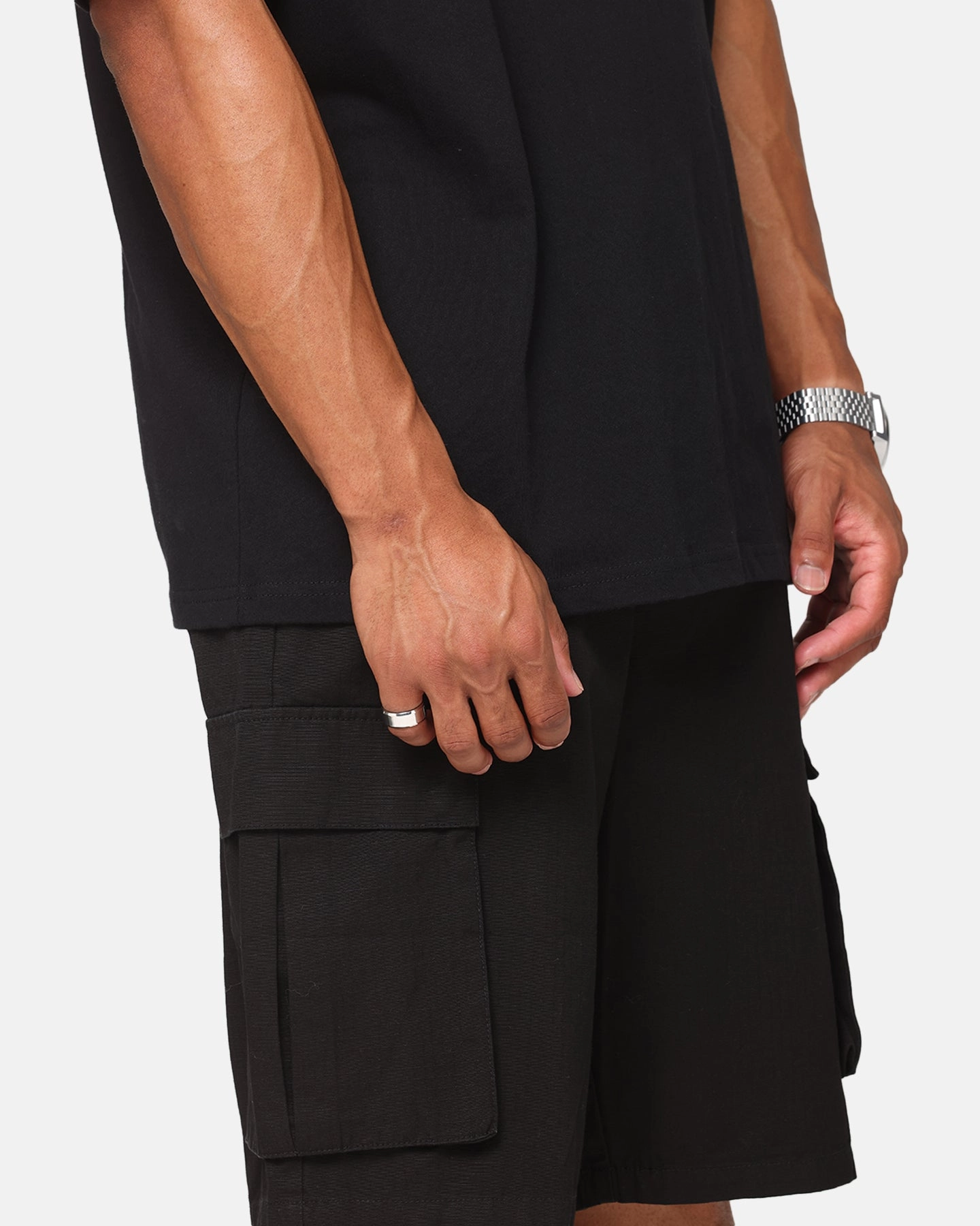 All Purpose Utility Fit Carre Tactical Baggy Cargo Shorts Black