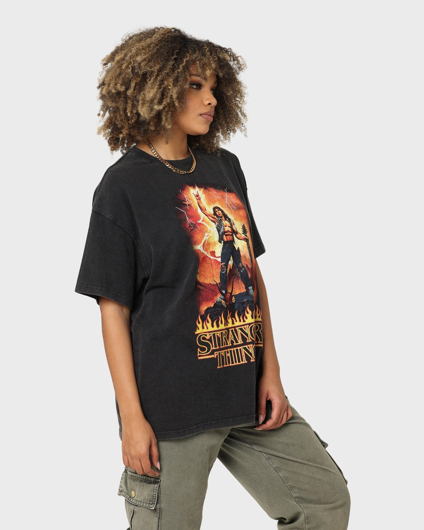 Goat Crew X Stranger Things Metal Vintage T-Shirt Vintage Black Breathable Style
