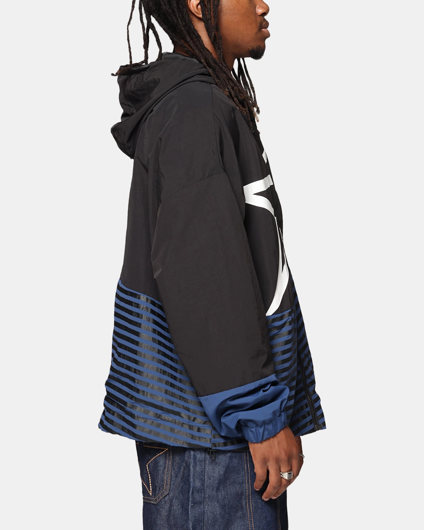 Carre Star Shooter Windbreaker Jacket Black/Blue Philanthropy Easy Care Fabric