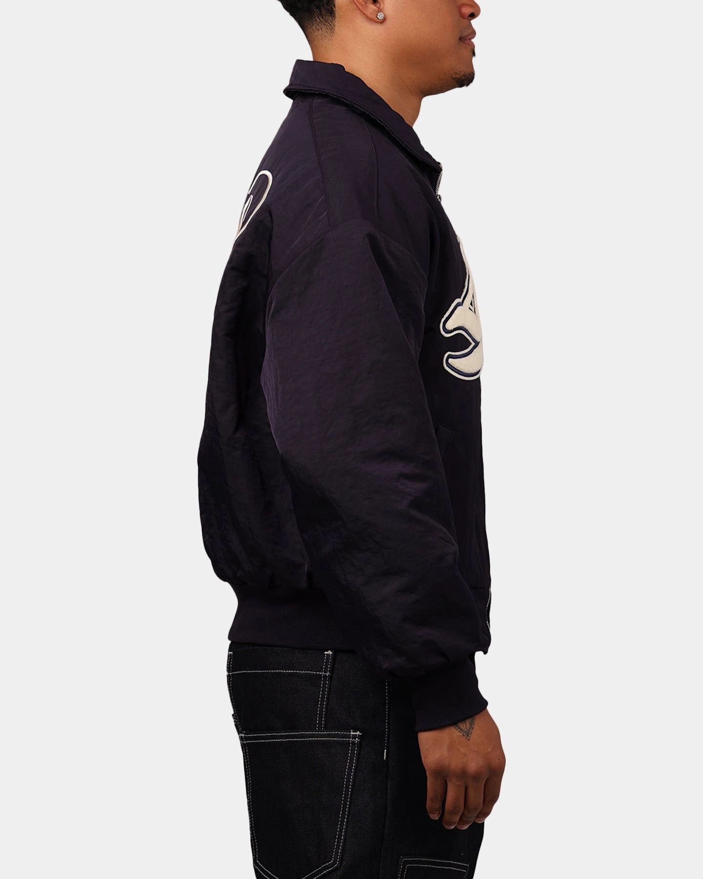 Commodity Loiter Pitch Varsity Jacket Navy
