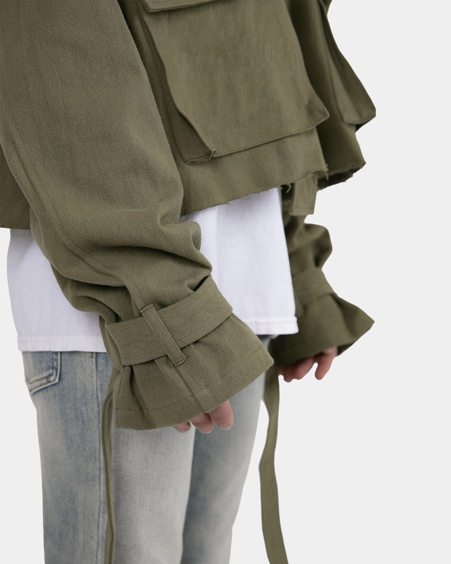 MNML Cropped M65 Jacket Olive Windproof Closure