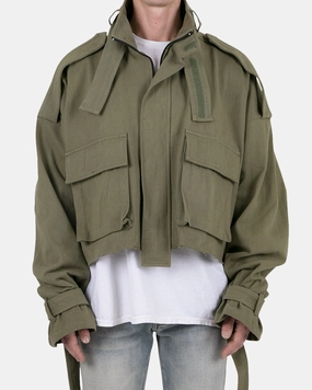 MNML Cropped M65 Jacket Olive Thermal Insulation Loose
