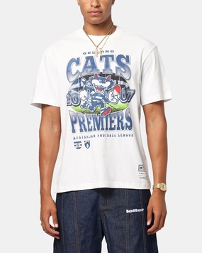 Mitchell & Ness Geelong Cats Mascot T-Shirt Vintage White Everyday Layer Travel Outfit