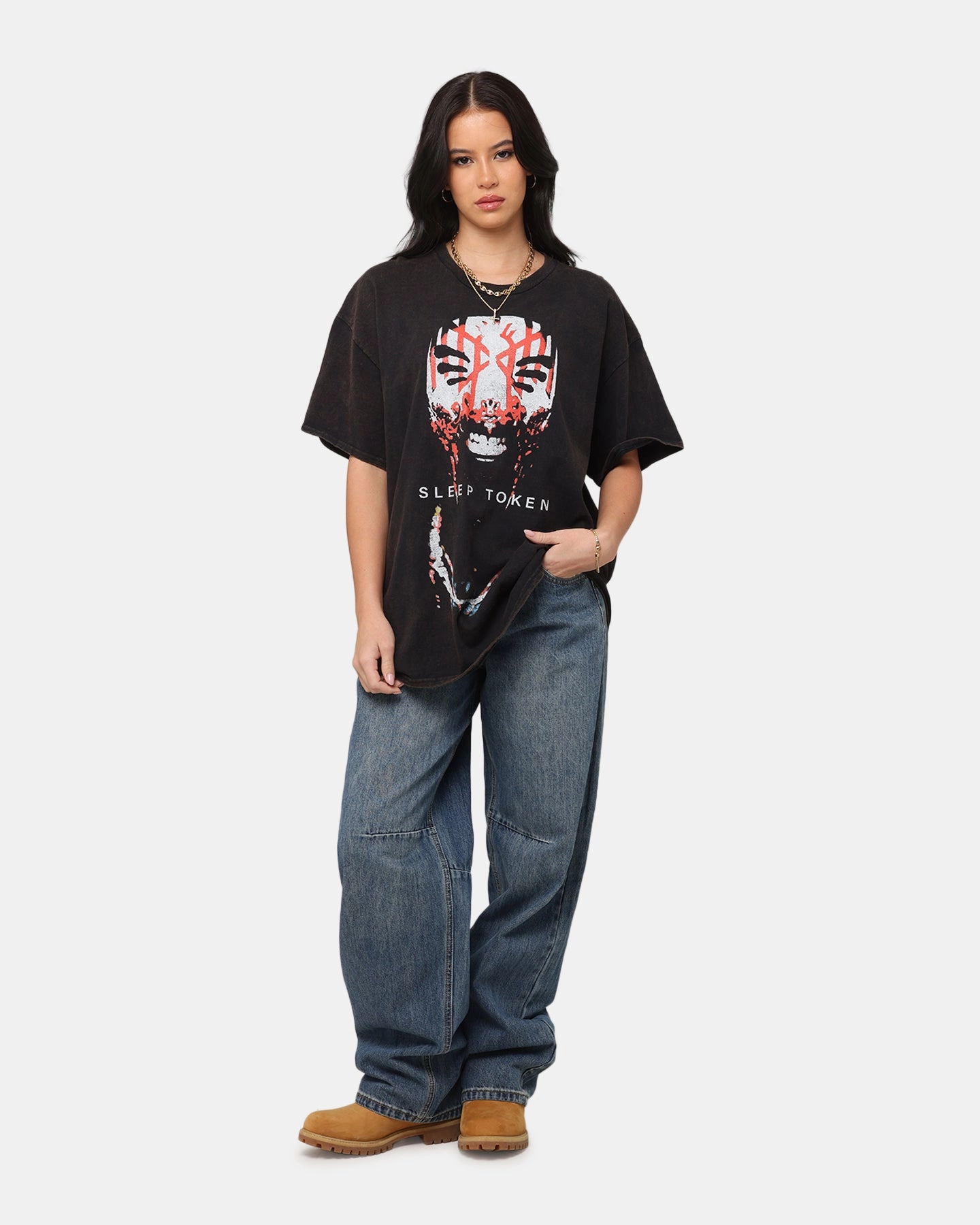 Plus size clothing Classic Color Sleep Token Vessel Vintage T-Shirt Black Vintage