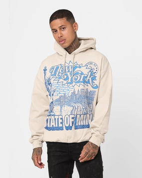 Goat Crew New York Mindset Hoodie Sand Zip Off Detailing Resist