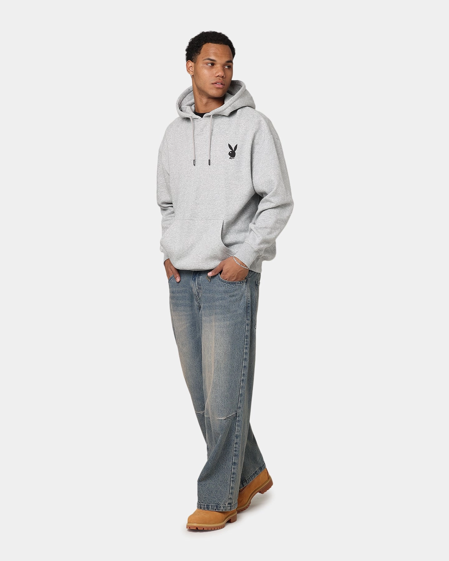 Thermal Jacket Playboy Logo Bunny O Hoodie Grey Marle