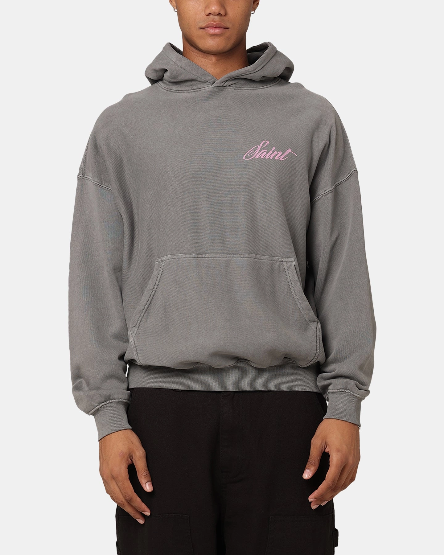 Saint Morta Guardian Premiun Hoodie Washed Charcoal Lightweight Fabric