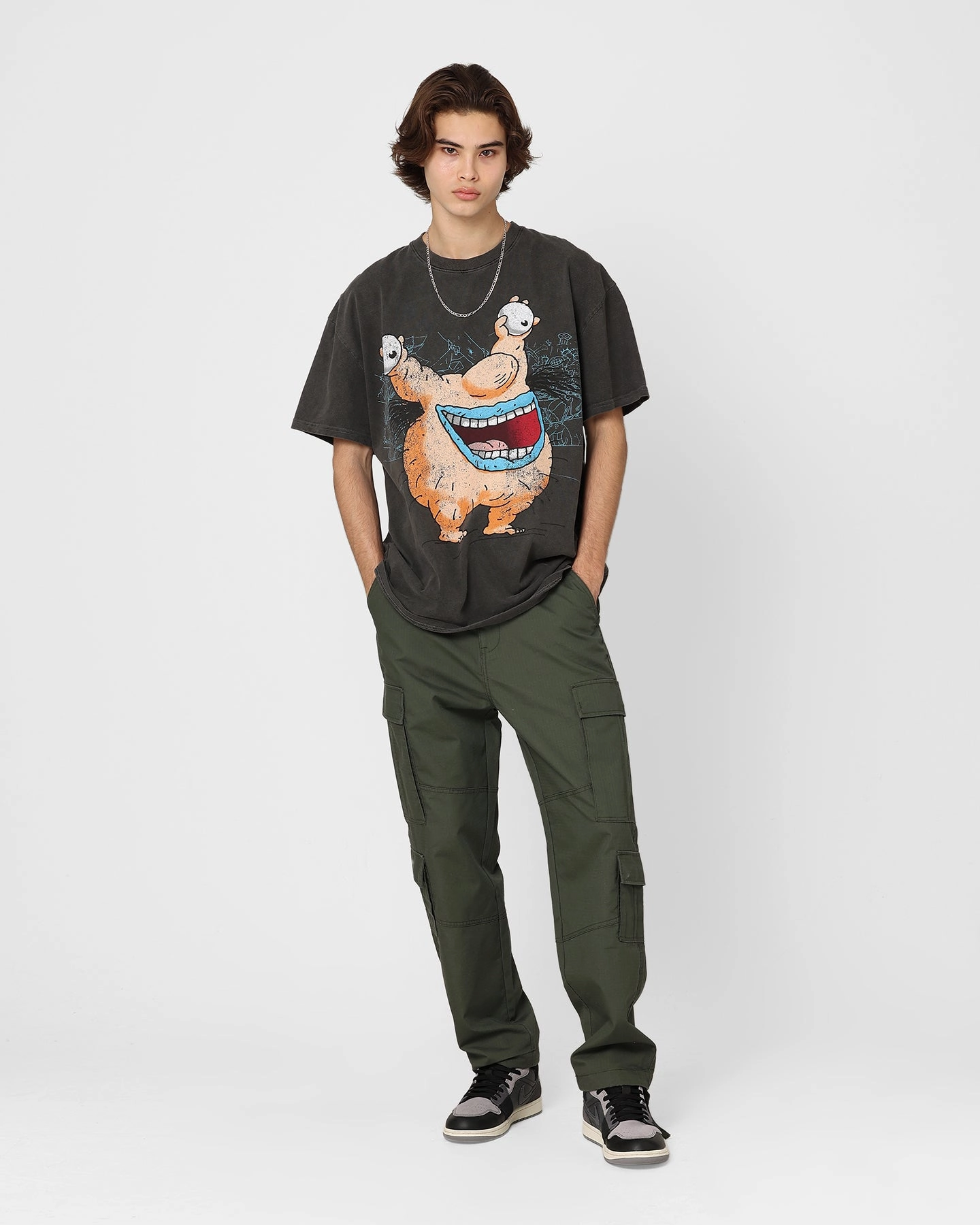 Fun and Comfortable Quick Drying American Thrift X Aaahh!!! Real Monsters Krum Heavyweight Vintage T-Shirt Black Wash
