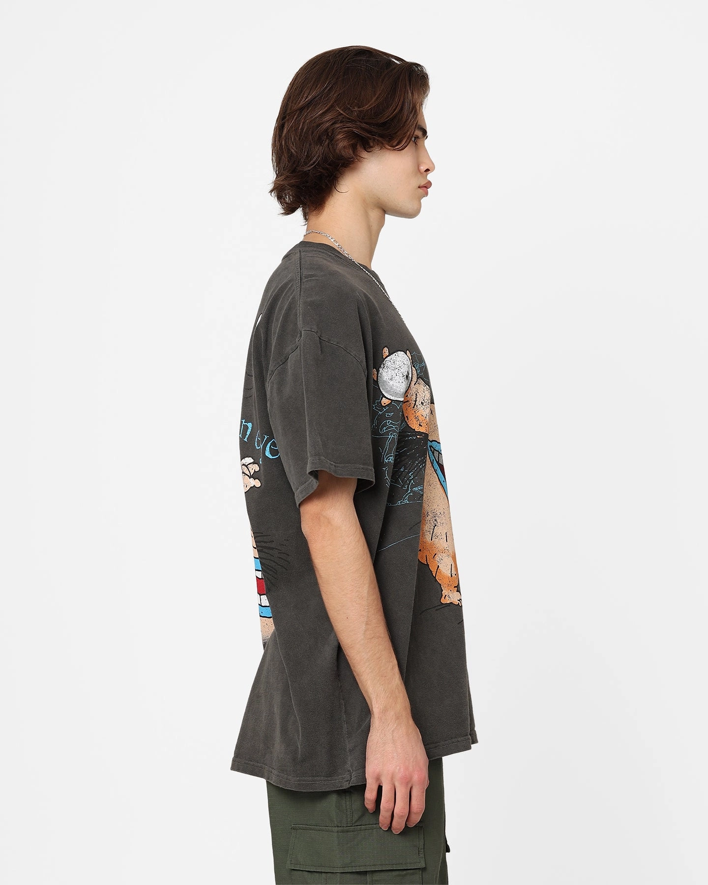 American Thrift X Aaahh!!! Real Monsters Krum Heavyweight Vintage T-Shirt Black Wash Men's Snug fit