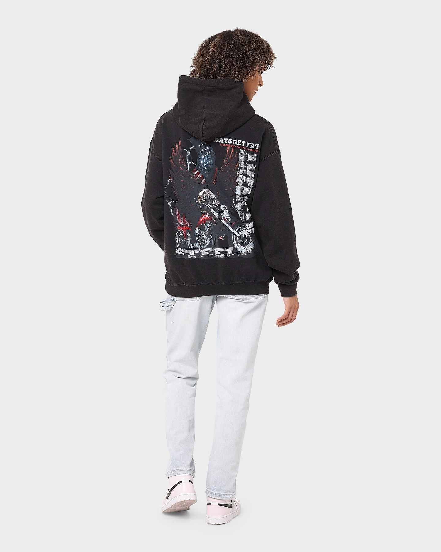 Gel Rats Get Fat American Steel Vintage Hoodie Black Wash