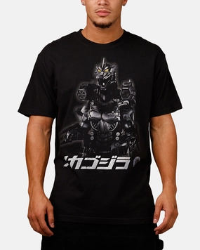 Organic Cotton Breathable Cotton Fabric Ripple X Godzilla Mechagodzilla T-Shirt Black