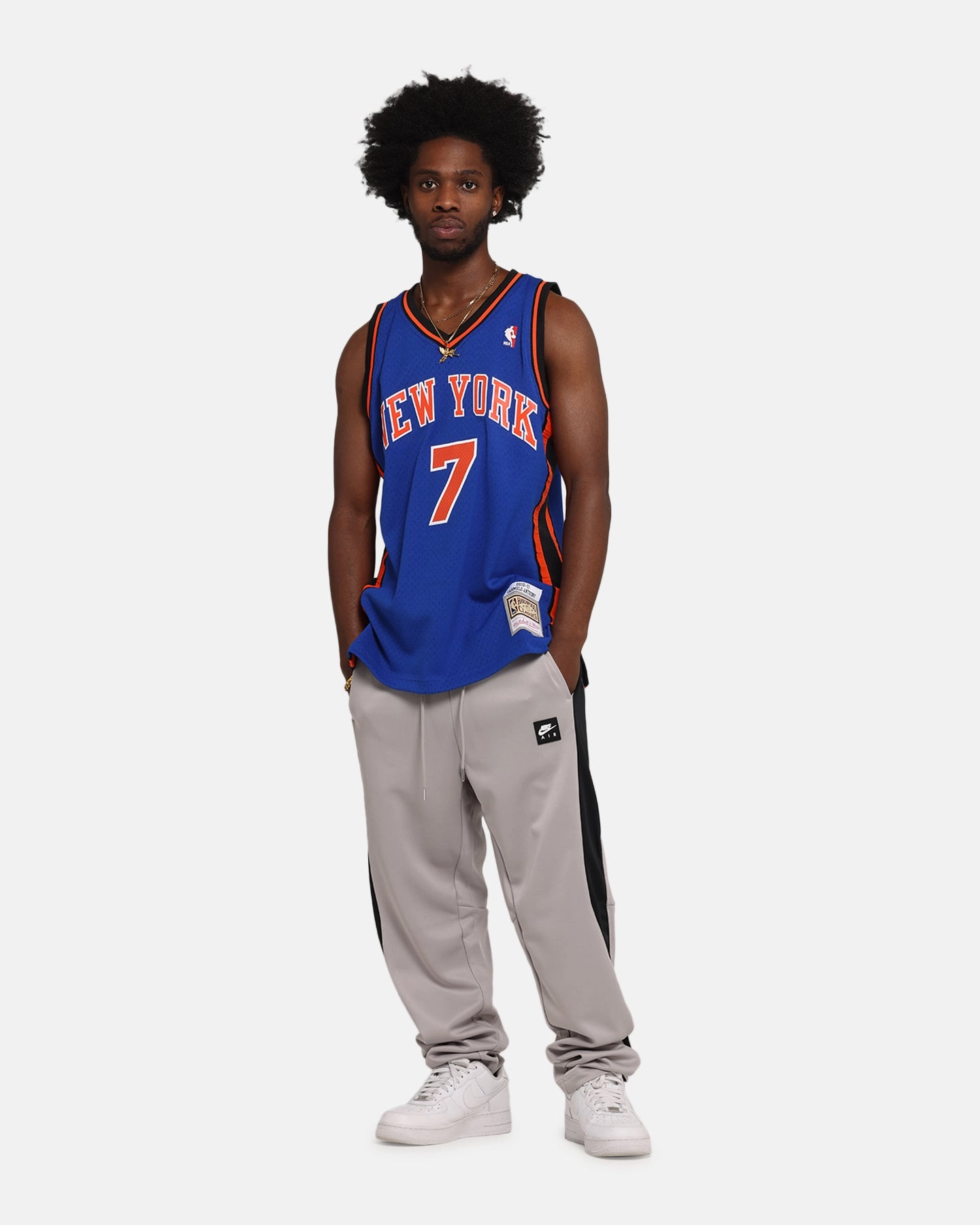 Flatlock stitching Mitchell & Ness New York Knicks Carmelo Anthony 2010 Dark Jersey Royal