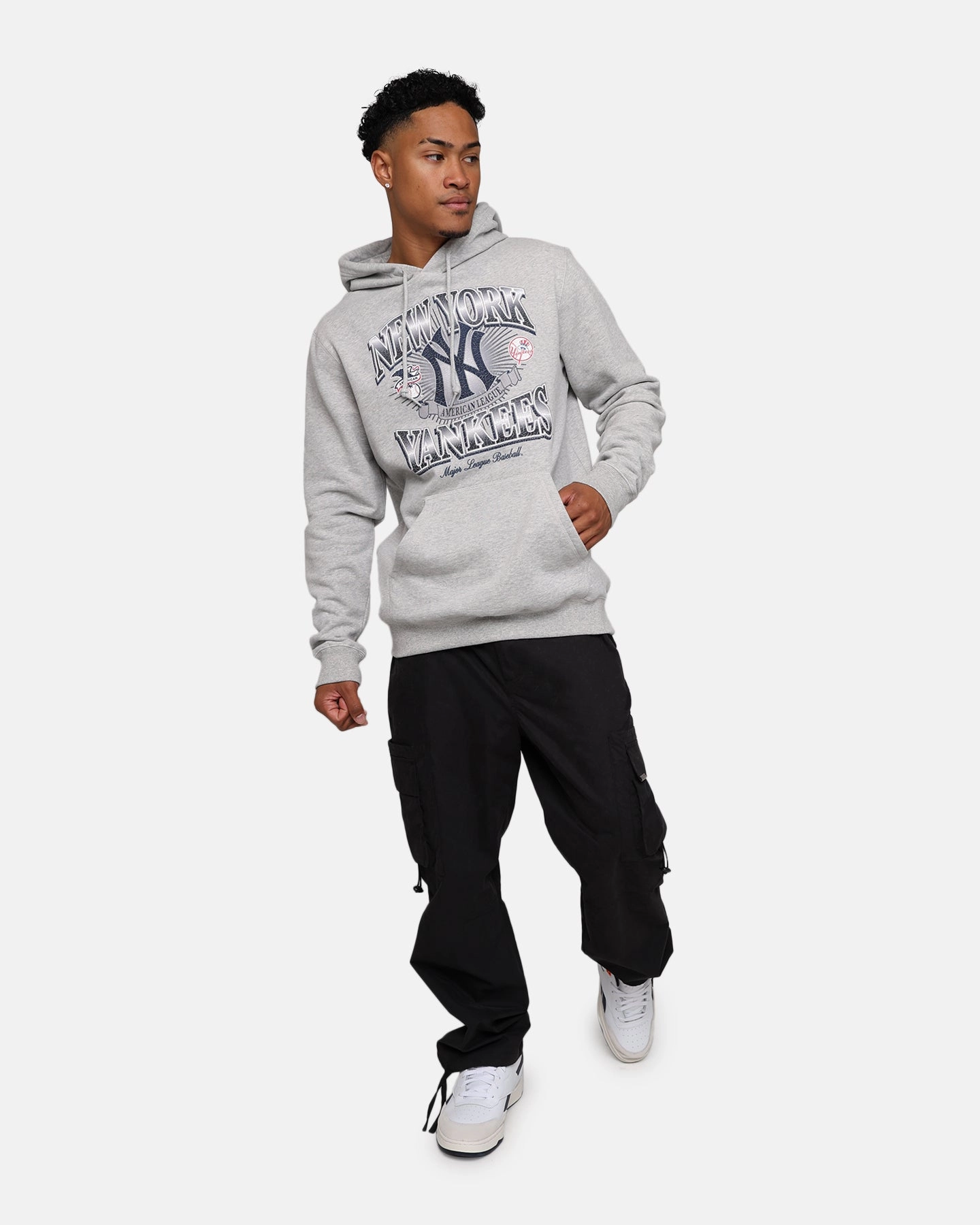 New Era New York Yankees Pullover Hoodie Grey Kinetic Back Ventilation Warm Insulation
