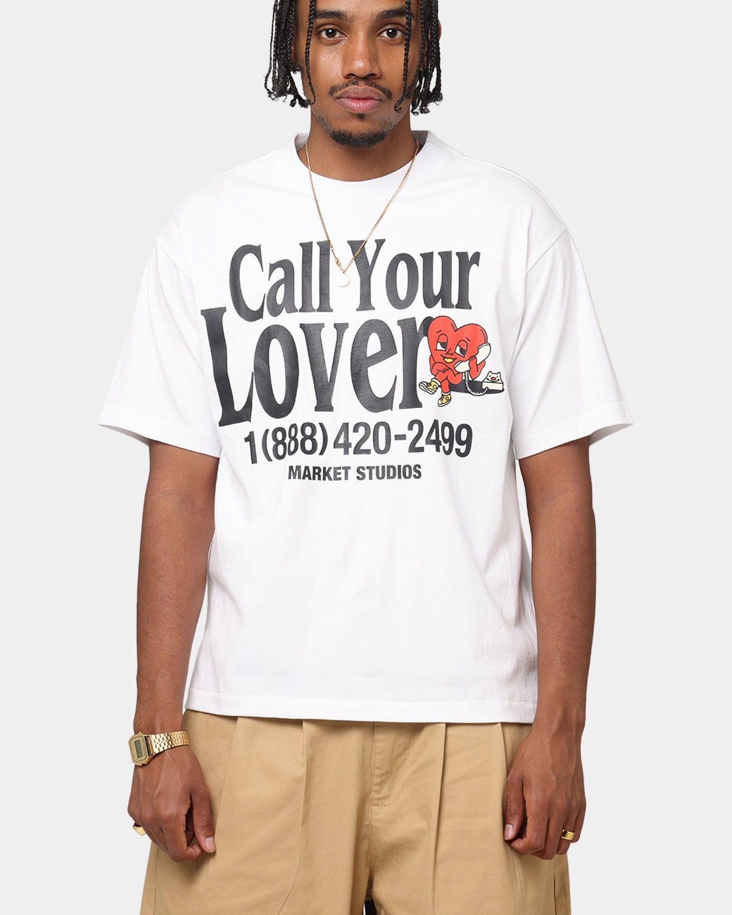 Market Call Your Lover T-Shirt White Light Wear graduation