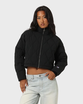 Double Layered Insulation Champion Women's Lifestyle Cropped Puffer Jacket Black