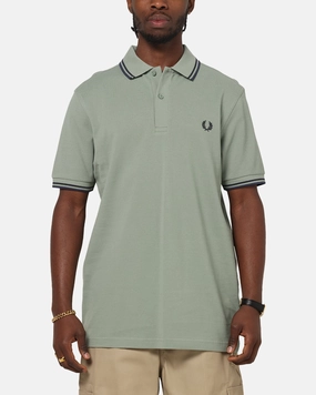 Golf Clubhouse Weekend Casual Fred Perry Twin Tipped Polo Shirt Green
