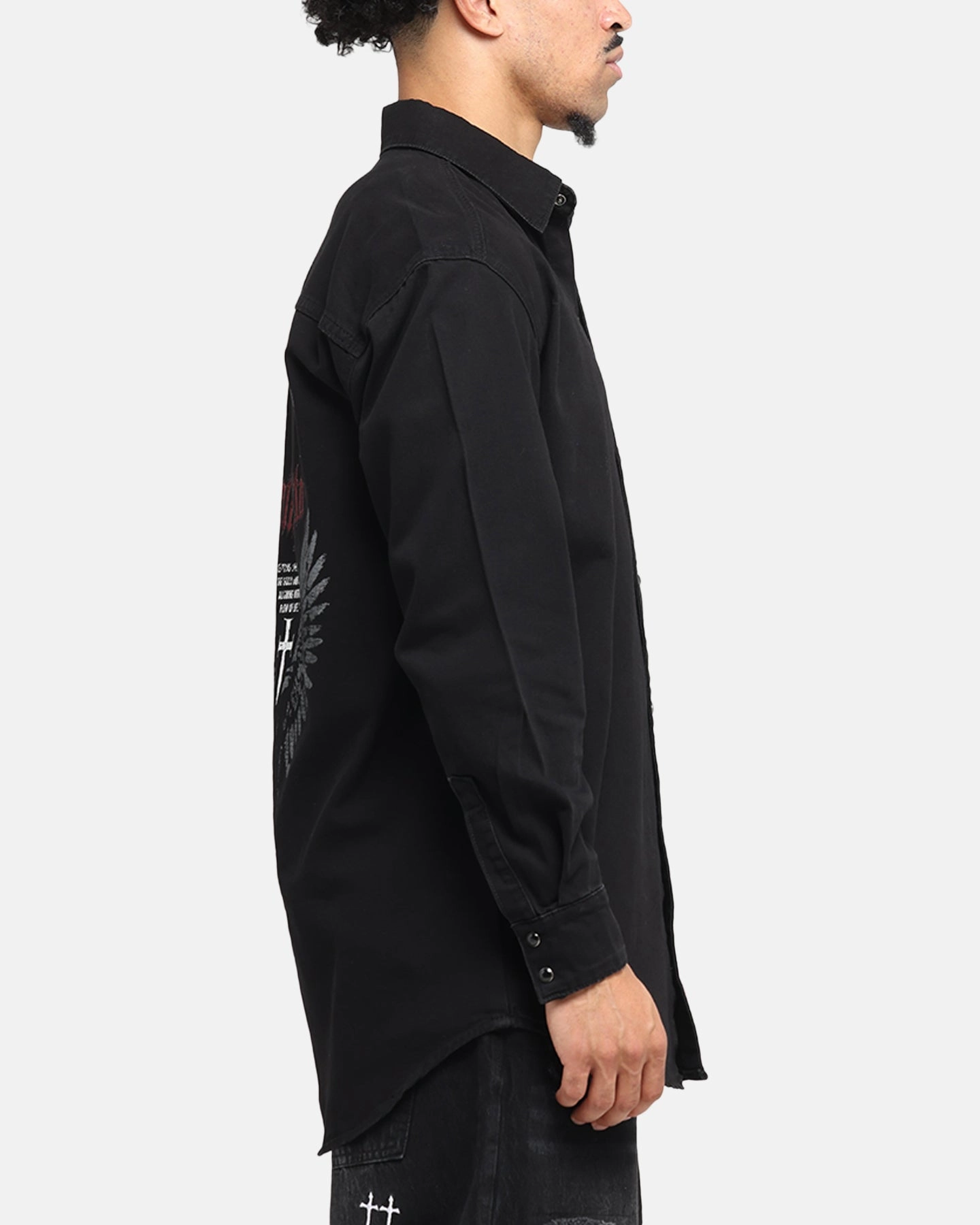 Bold Pattern Saint Morta Amorafti Long Sleeve Denim Shirt Black Shadow