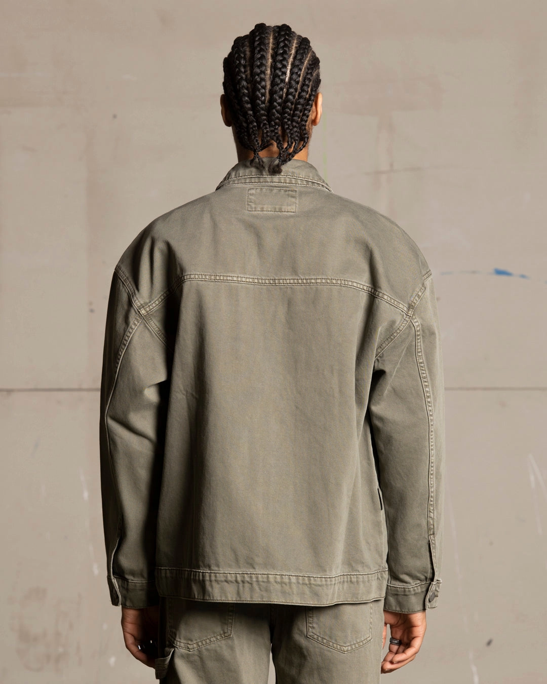 Breathable Attention Saint Morta Oversized Denim Jacket Khaki Green