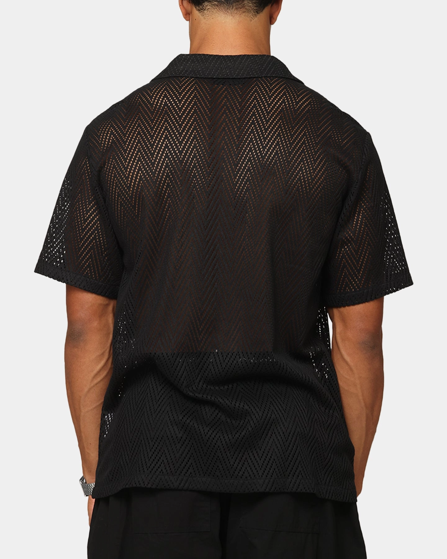 XXIII Terrace Knit Button Up Shirt Black High-End Finish