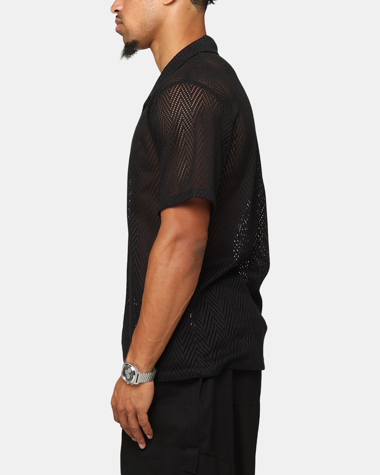 XXIII Terrace Knit Button Up Shirt Black formal dinner Soft Material