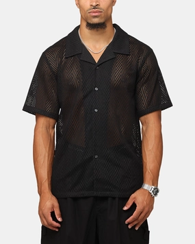 Temperature Regulating XXIII Terrace Knit Button Up Shirt Black