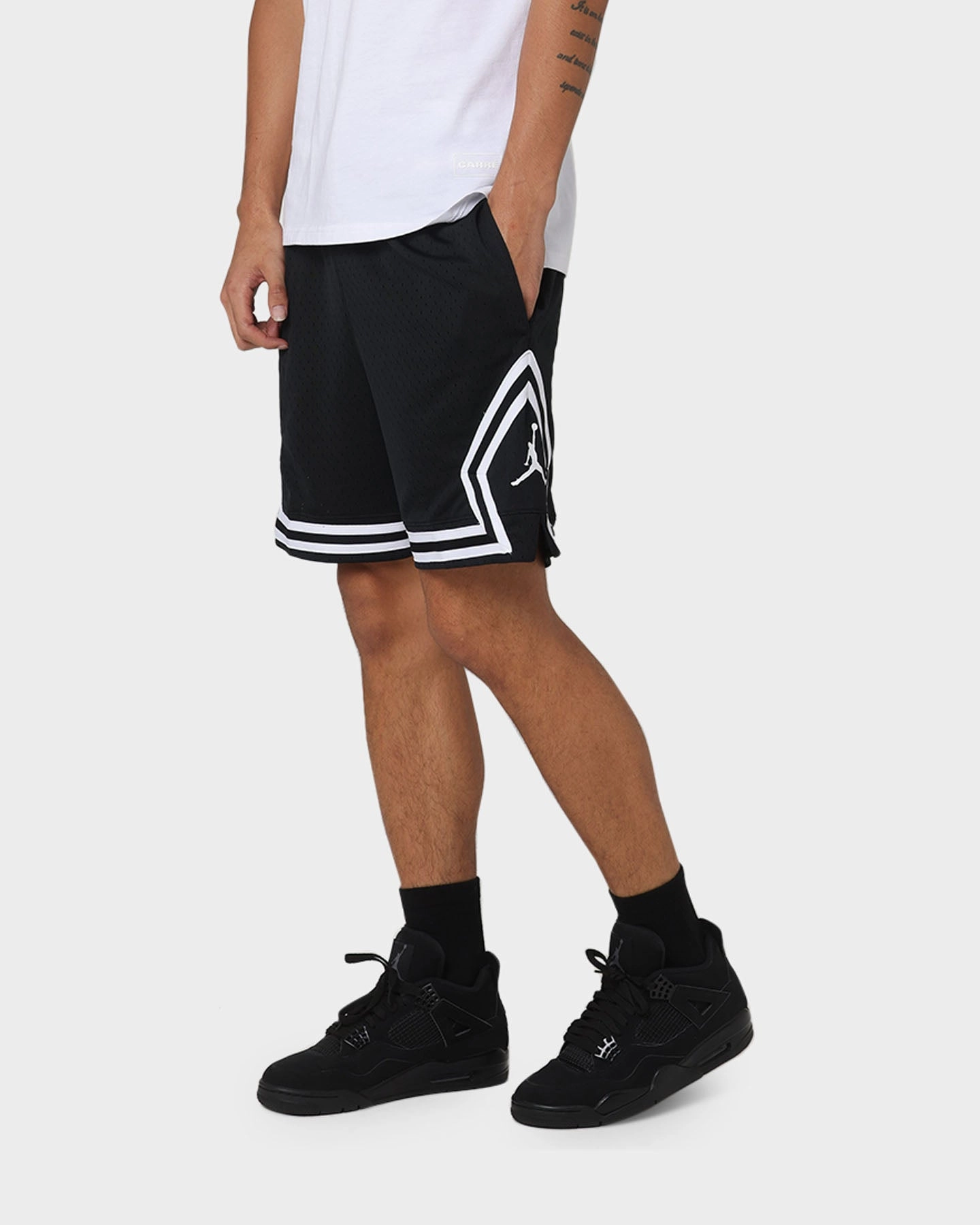 Jordan Dri-FIT Sport Diamond Shorts Black/White Abrasion Resistant Fabric