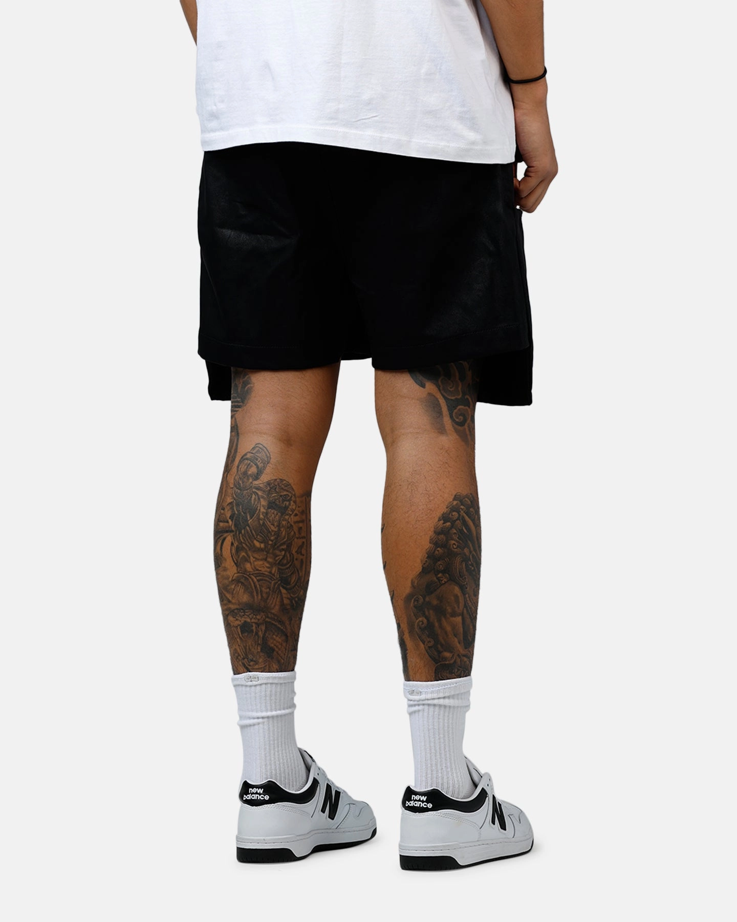 MNML Leather Pocket Geo Shorts Black Quick Fit