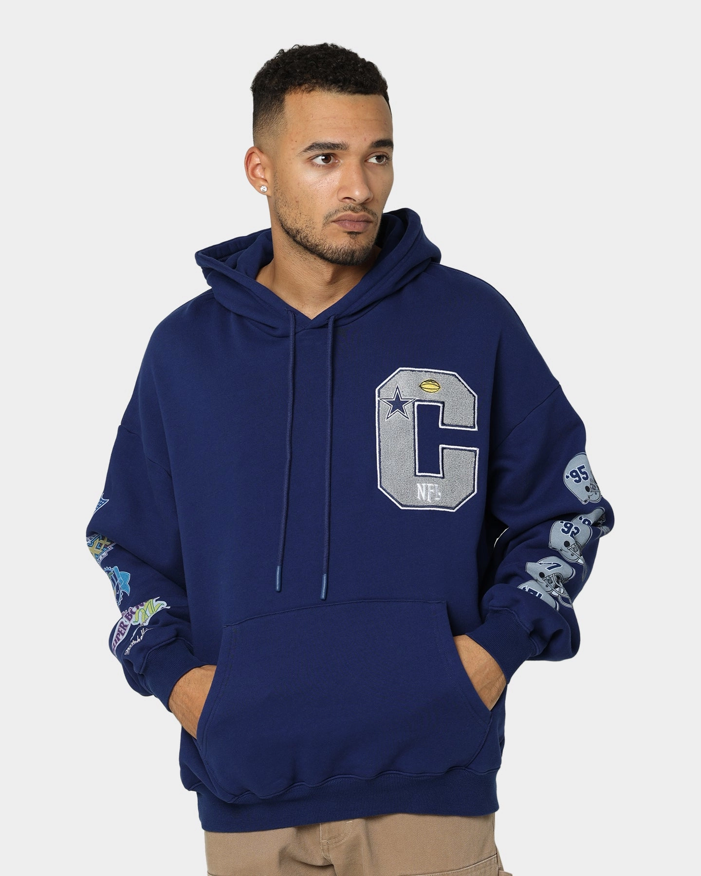 Mitchell & Ness Dallas Cowboys Superbowl Champions Hoodie Faded Navy Seamless Seams