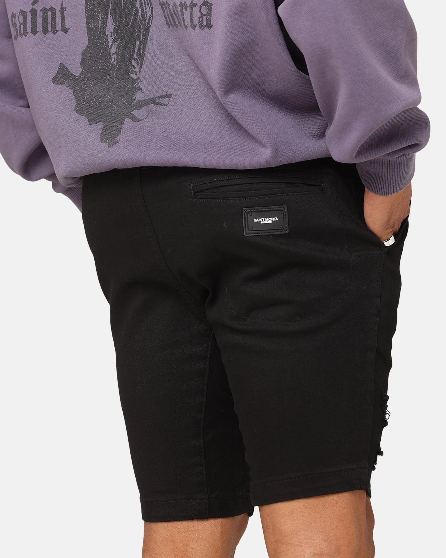 Athletic Cut Saint Morta Annex V2 Denim Shorts Black