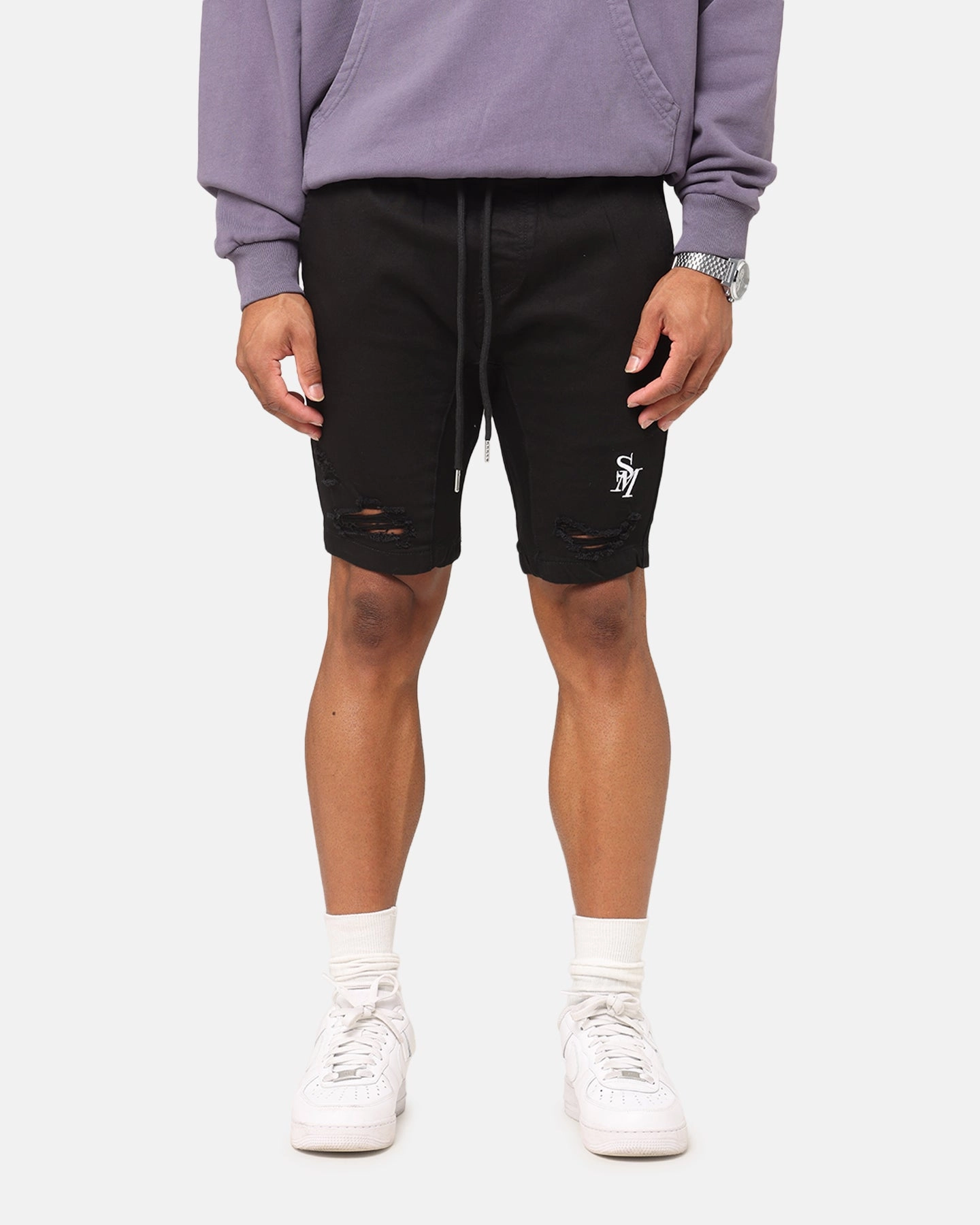 Saint Morta Annex V2 Denim Shorts Black Outdoor Look sweater