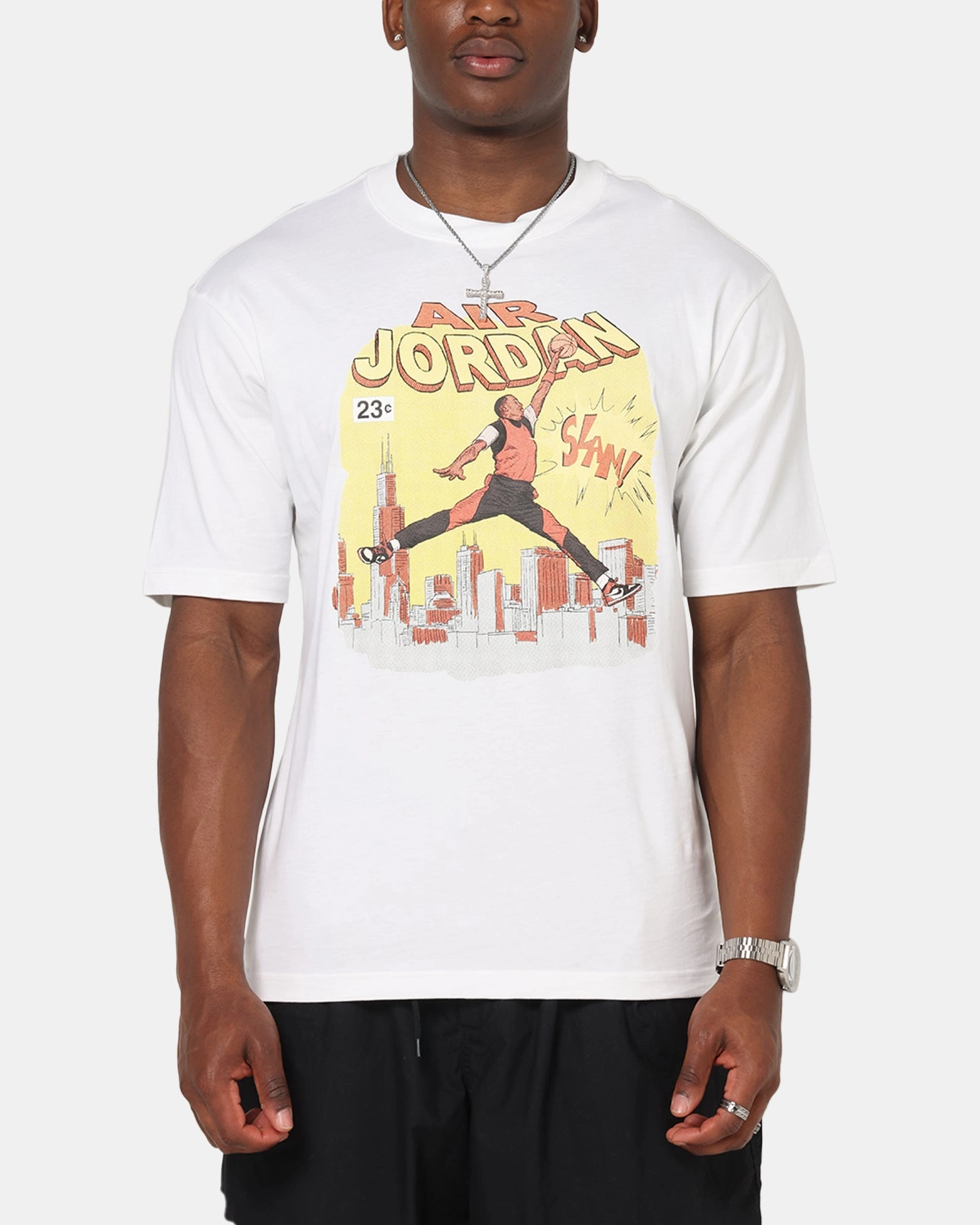 easygoing look Micro Perforation Jordan Jumpman Comic Crewneck T-Shirt White/Black